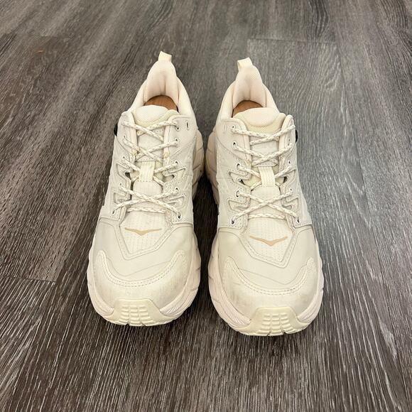 EUC HOKA Anacapa Low GTX Sneakers Eggnog Shifting Sand Vibram Trail Shoes 6.5 - Picture 9 of 16